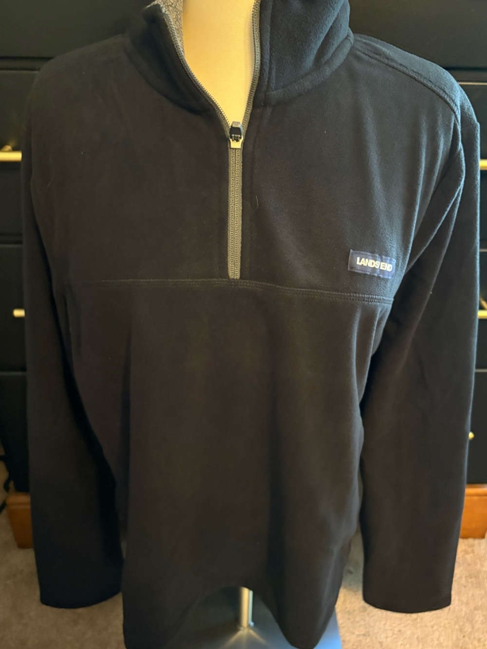 Lands' End Black Half-Zip Fleece Pullover